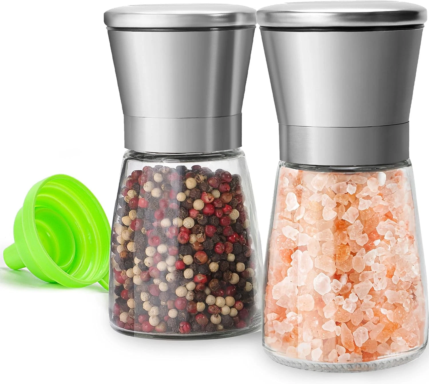 Stainless Steel Salt Pepper Grinder Set 2 Adjustable Coarseness Ceramic Mills