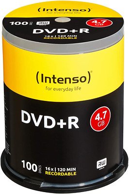 Intenso DVD+R 16x Speed 4,7GB 120 Minuten DVD Rohlinge Brenner 100er Spindel