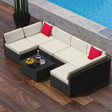 7 Piece Patio Furniture Set by Nestl- Outdoor Patio Set, Couch, Chairs and Table