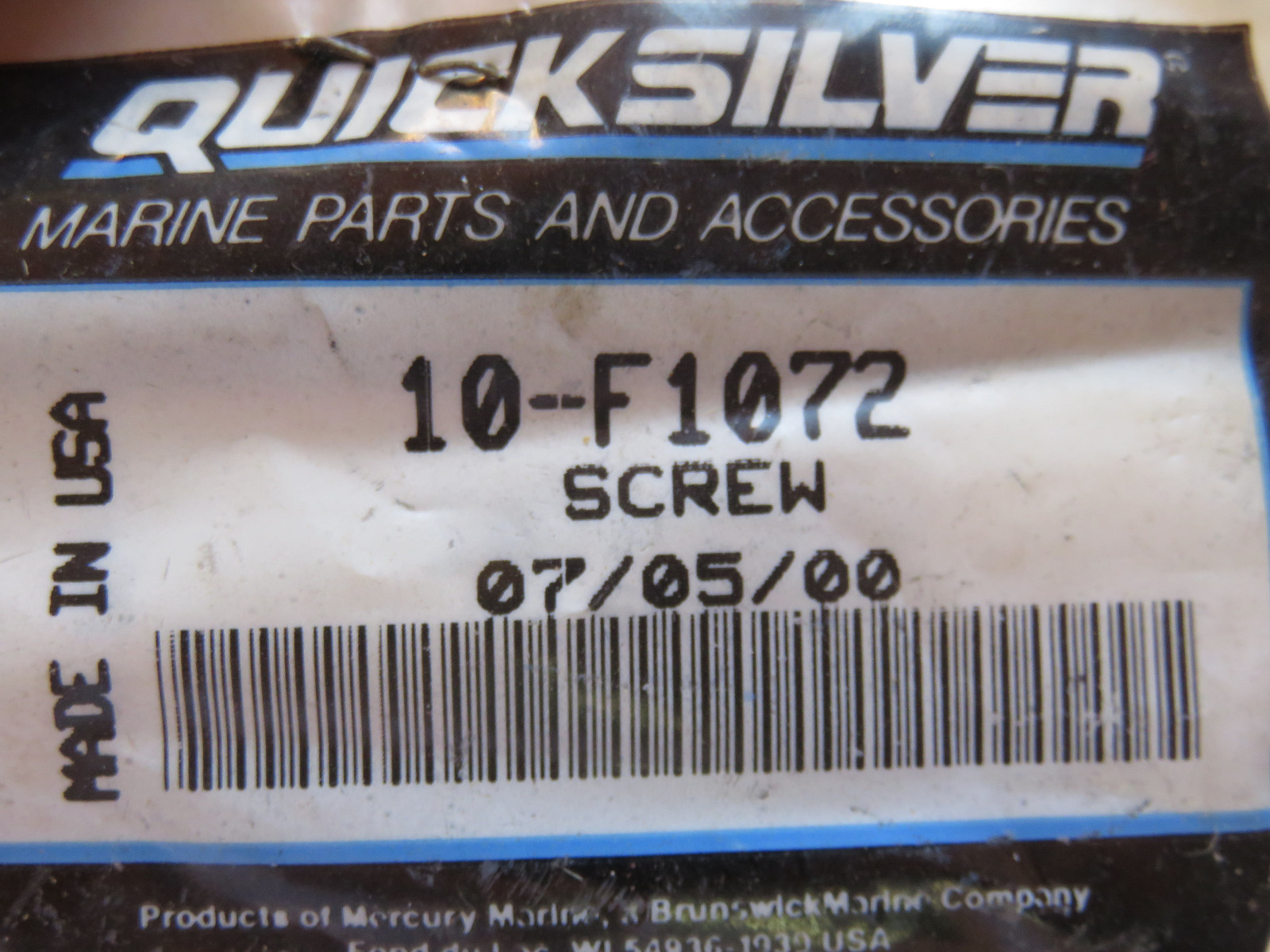 J8a Quicksilver Mercury Mercruiser 10-f1072 Screw OEM Factory 