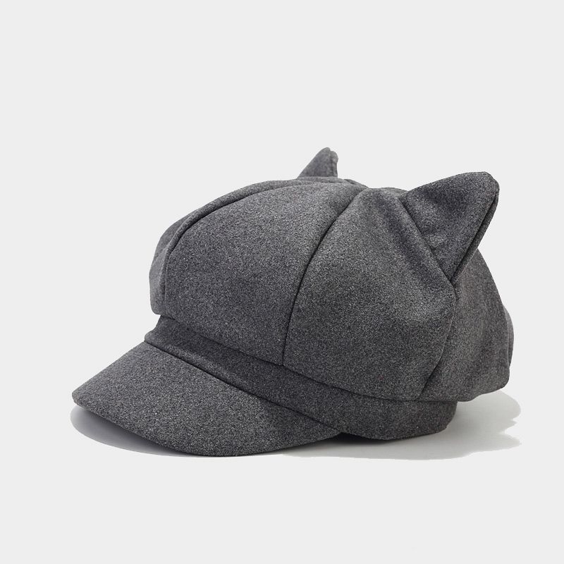 Cat Ear Women Hat Woolen Beret Cap Autumn Winter Warm Peaked  display picture 2