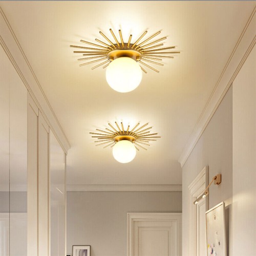 Modern Gold Sputnik Flush Mount Lamp Hallway Globe Glass Ceiling Light Fixture - Picture 6 of 12