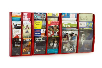 Visitor Guide Rack Red Wall Mounted Tourist Leaflet Dispenser Racks | eBay UK