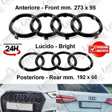 kit stemma logo anelli per Audi Anteriore Posteriore Nero Lucido A1 8X A3 8V A4