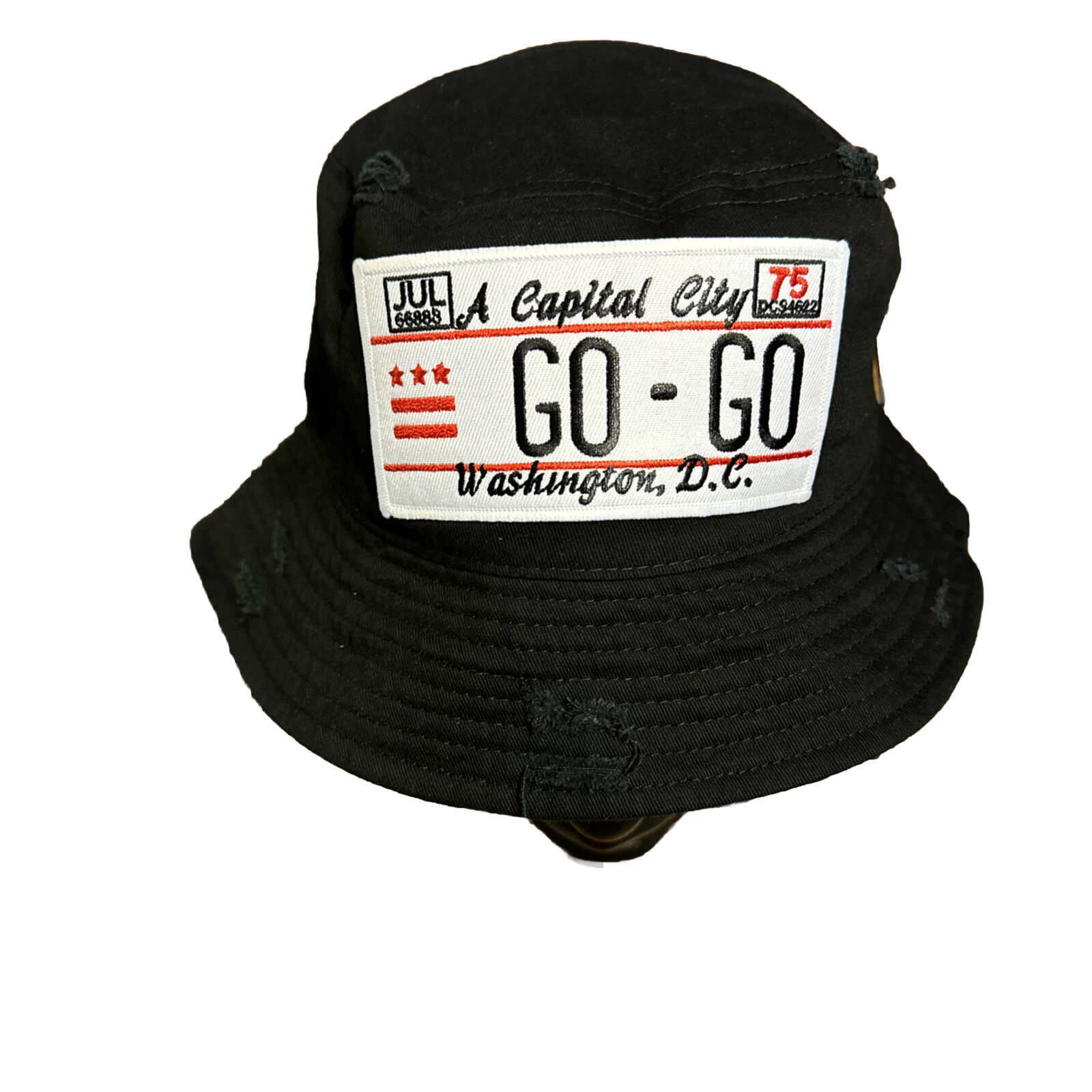 Custom Design DC GO-GO Patch Black Size XL/XXL Bucket Hat Fishing Camping Hiking