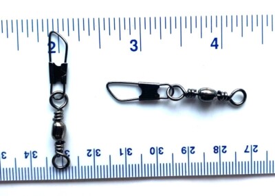 100 GT Black Barrel Fishing Swivels with Safety Snaps Size 5 (26# Test)