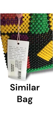 DEL DUCA Beaded Large Clutch Lined Hand Bag Multi-color Unbranded 