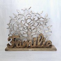 Formano Schriftzug Familie Mit Baum Alu Mangoholz Deko Objekt Skulptur Geschenk