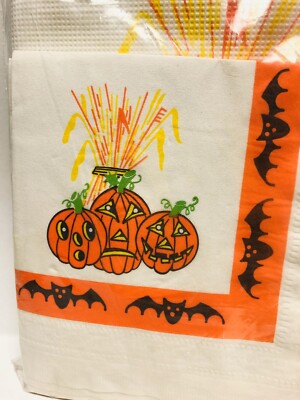 Set Of 2 Vintage Linette Halloween Tablecovers Plus Napkins 54 x 96 