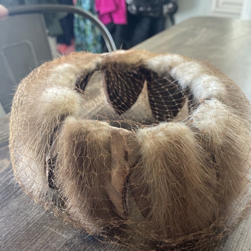 Vtg 40s Real Fur Fascinator Hat Original Rabbit? Beaver? Millinery Fashion - Picture 4 of 9