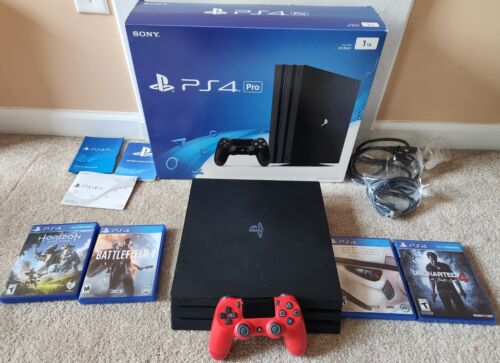 Sony PlayStation 4 Pro 1TB Console in box 1 Magma Red Controller