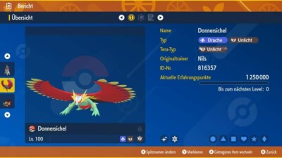 Shiny Donnersichel Paradox Pokemon Karmesin/Purpur LVL 100 6DV + Item Nach Wahl