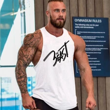 Mens Gym Muscle Stringer Vest Fitness Strong Custom Compression Tank Tops