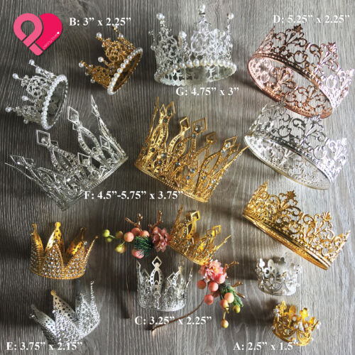 Crown Cake Topper Queen Princess Wedding Party Rose Gold Silver Pearl Rhinestone - 第 1/11 張圖片