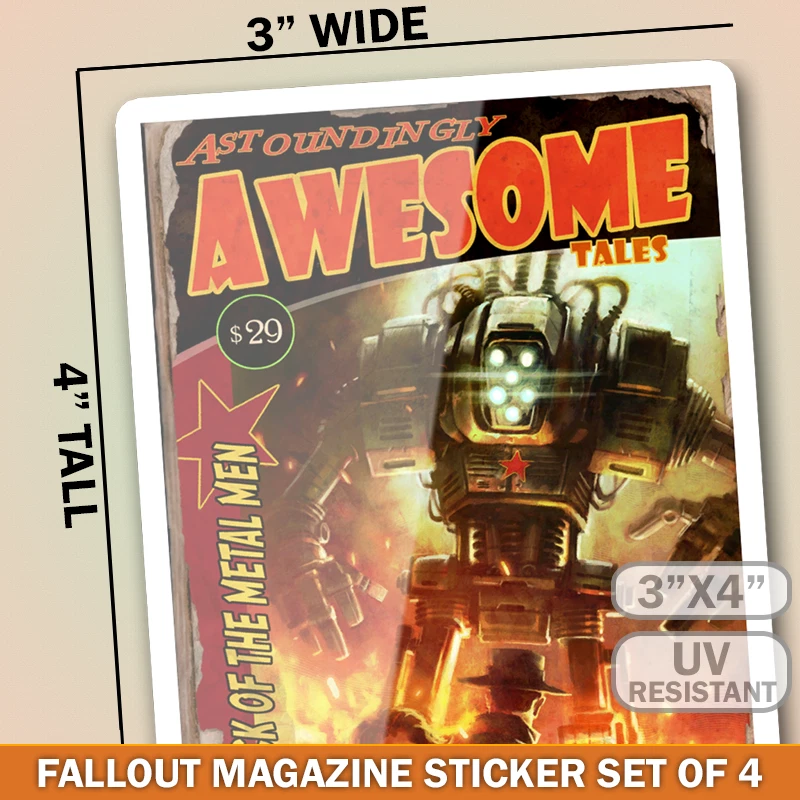 Fallout Magazine Sticker Pack (4) • 3x4" UV Resist. • Gift Lot Set CHOOSE TYPE! - Image 2 of 4
