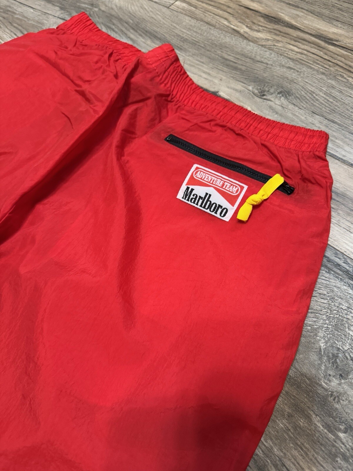 Vintage 90s Marlboro Adventure Team Red Track Pants Size Large Nylon Windbreaker