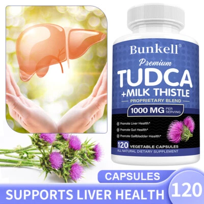 BUNKELL TUDCA Integratore di Supporto Epatico 120 Capsule 1000 mg Disintossicazione Fegato Pulizia