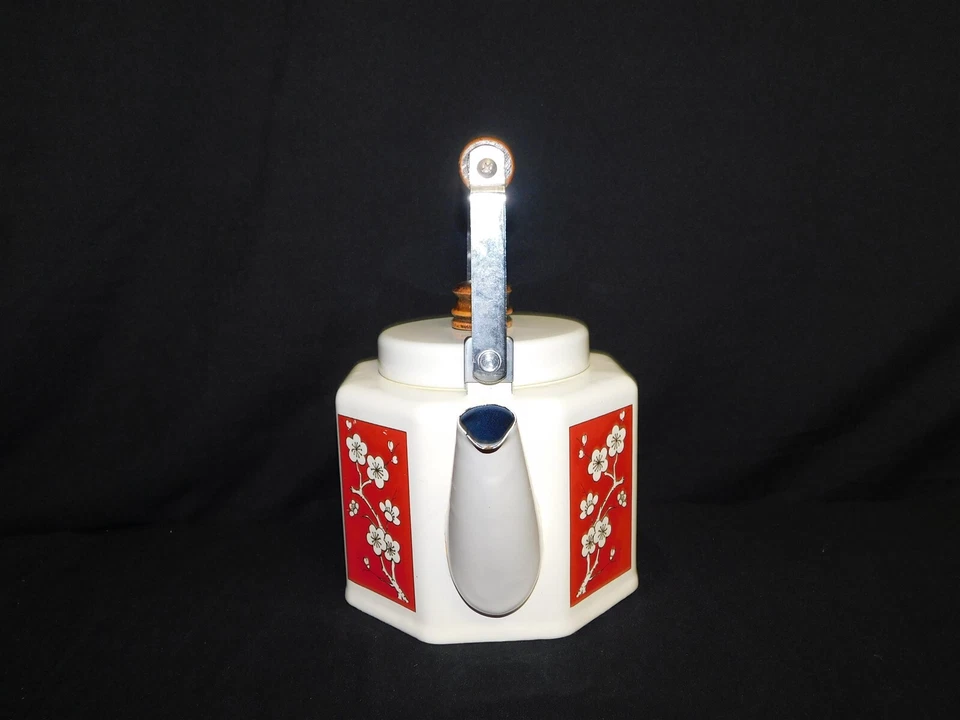 Tetera de colección Kamenstein roja y blanca flores Dogwood 1979 estilo asiático Foto 4 de 4