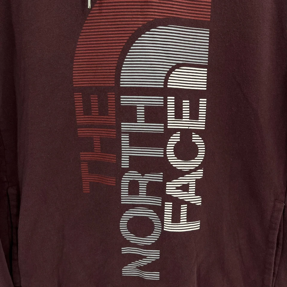 The North Face Hoodie Men's L Purple Maroon TNF Logo Pullover Pockets - Image 4 of 4