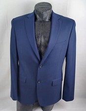 Alfani Sportcoat 40R Mens Slim Fit Navy Blue 2-Button Fully Lined Blazer Jacket