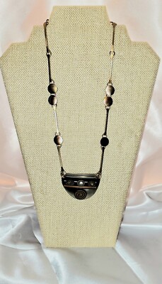 Vintage Whitney Design Contemporary Brass Silver And Copper 16'' Necklace With 2''
