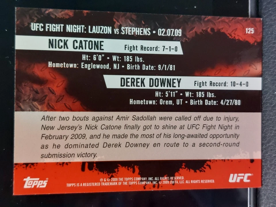 Nick Catone Derek Downey #125 2009 Topps UFC Round 2 Thick Gold Parallel - Image 2 of 2