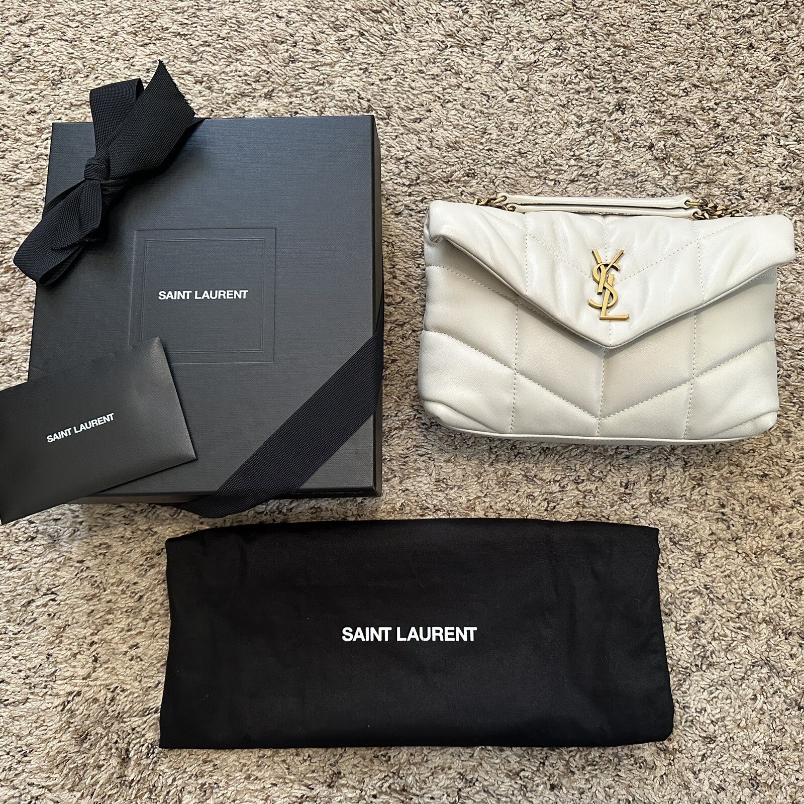 YSL Saint Laurent Mini Borsa Giocattolo Tampone In Nudo Beige