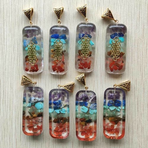 Reiki Healing Chakra Meditation Natural Stone 7 Colors Pillar Pendants10pcs/lot - 第 2/4 張圖片