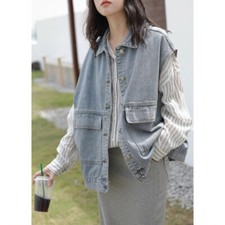 Womens Denim Casual Vest Ladies Jean Waistcoats Cargo Sleeveless Coats
