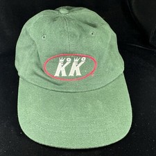 Vtg KRISPY KREME Doughnuts Hat OLD KK LOGO Dark Green Adjustable Strap Ponytail