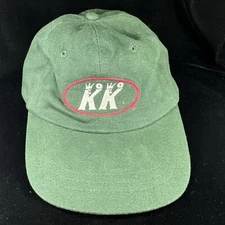Vtg KRISPY KREME Doughnuts Hat OLD KK LOGO Dark Green Adjustable Strap Ponytail