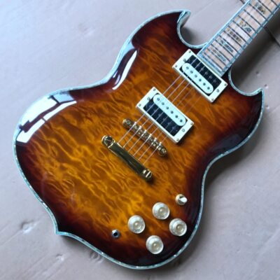Electric Guitar Quilted Maple Top Gold Hardware Trans Sunburst Glossy Finish