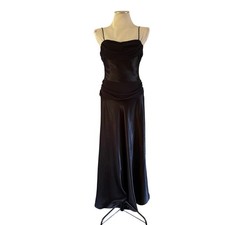 VTG Y2K 2000s Black Drape Formal Maxi Dress Gown 8 Whimsigoth Prom