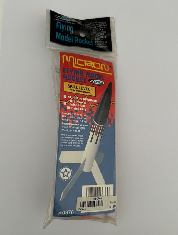 Damon Era Estes Micron Flying Model Rocket Kit #0876 - Cataloged  from 1989-1991