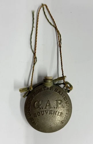 Antique G.A.R. Souvenir Encampment We Drank From the Same Canteen Portrait Flask