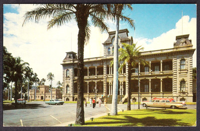 Hawaii Honolulu Iolani Palace 1960s Cadillac Limousine Car Vintage Postcard HI