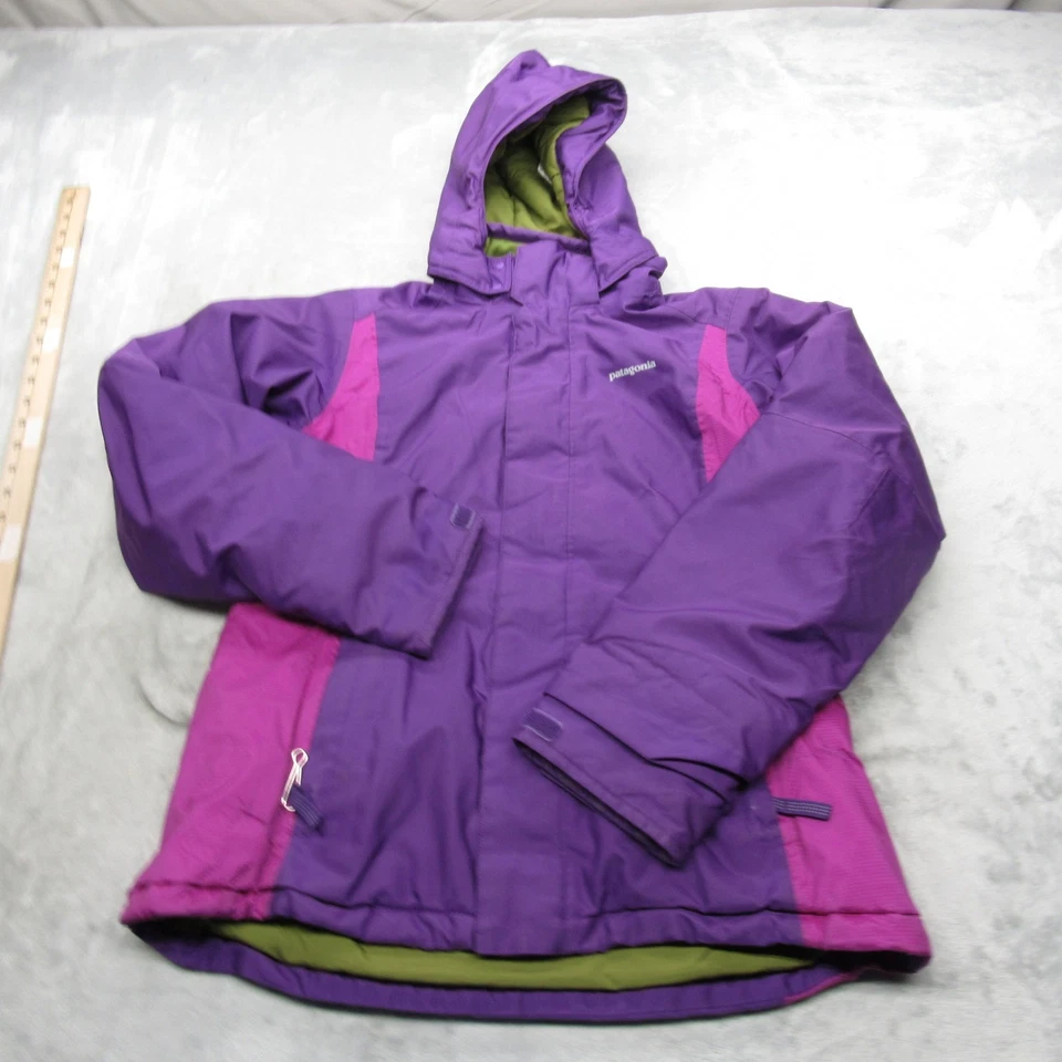 Patagonia Jacket Girls Large Purple Waterproof Hooded Insulated Snowbelle Ski - Image 2 of 4
