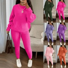 Two Piece Sets Women Clothing Autumn Knitted Sweater Pants Suits