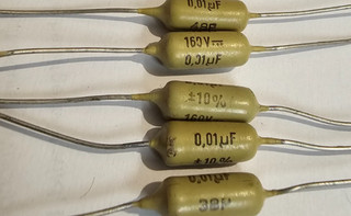 Mullard Mustard 0 01yF 160 V Condensadores. Pujas por 10 unidades