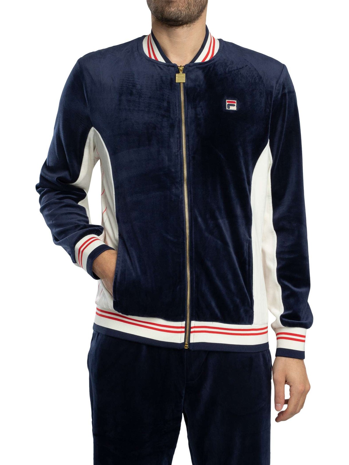 Fila Uomo Giacca da pista Miguel Velour Archive Blu