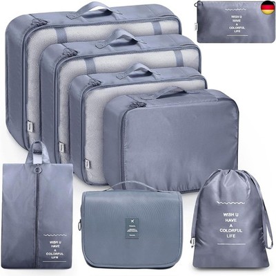 8-Piece Packing Cubes, Clothes Bags, Suitcase Organiser for Holidays and
