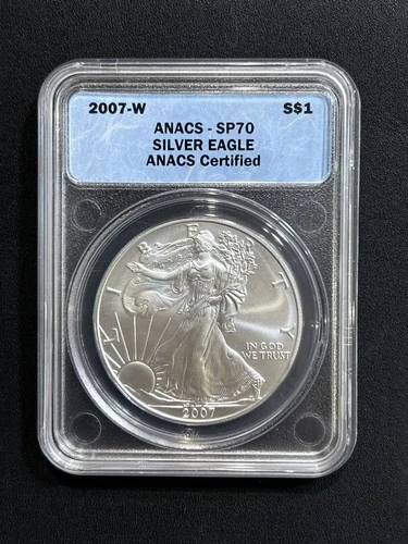 2007 W American Silver  Eagle ANACS SP70 Burnished