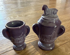 2 Vintage Boyd Purple Slag Glass Children's Lamb Pieces Covered Sugar  Spooner