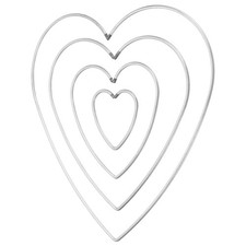 4Pcs Metal Dream Catcher Rings,Heart Floral Wreath Silver,4 Sizes 