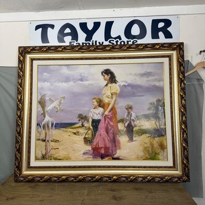 Vintage Pino Daeni Signed Limited Edition Lithograph Canvas Large Gold Framed 53