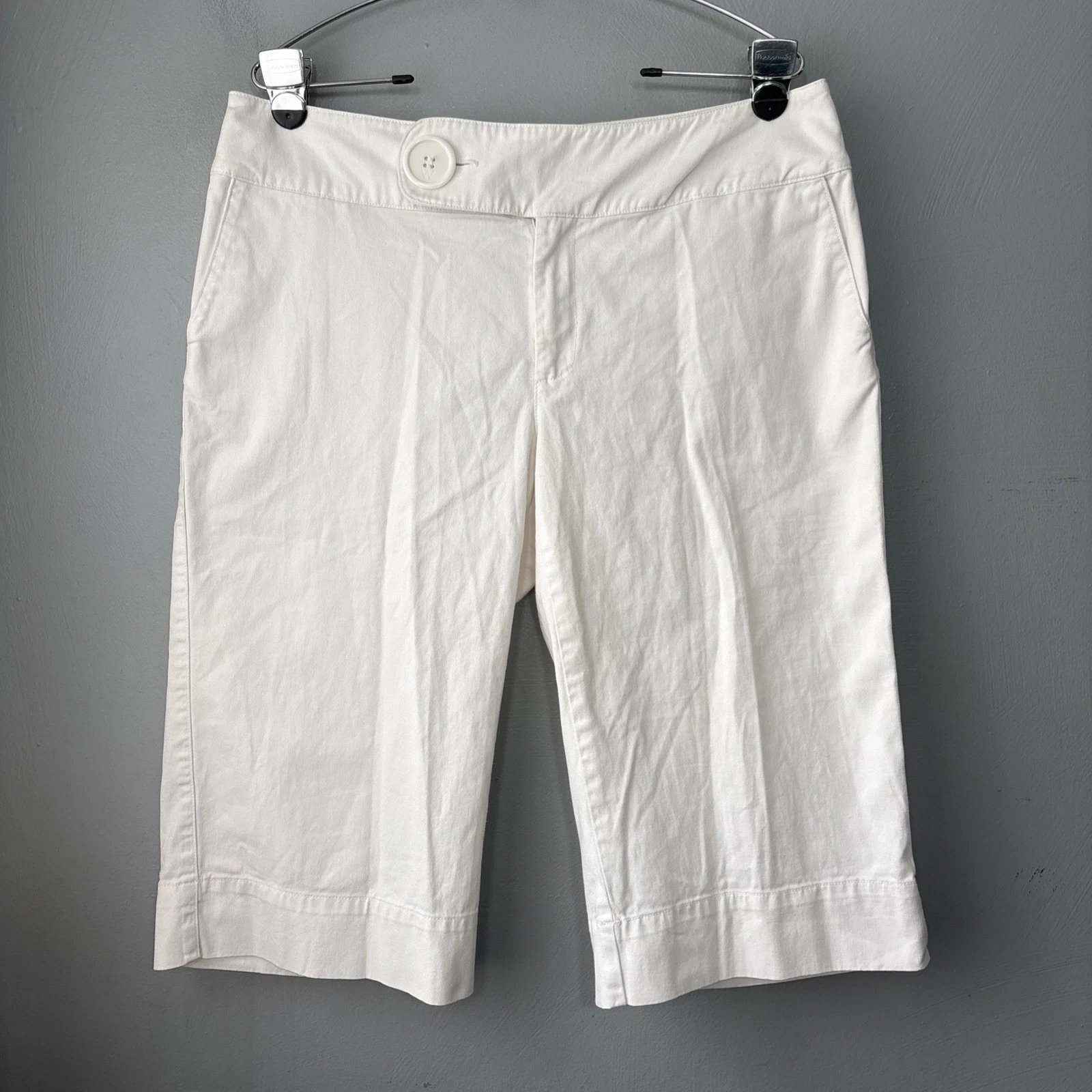 Coastal Chic Size 12 White Capris Sailor Pants Bermudas Beachy Preppy Summer Y2K