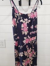 Fredericks Of Hollywood Purple Floral Satin Nighty Sz L