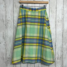 Vintage Plaid A Line Lightweight Thin Picnic Summer Grandma Midi Vintage Skirt