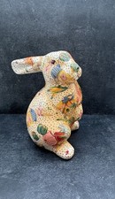 ORCHID BRAND DECOUPAGE BUNNY RABBIT MONEY BOX 7.25" 