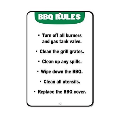 #ad Metal Sign Great Aluminum Tin Sign BBQ Turn Off Burners Gas Tank Clean Grill $21.08